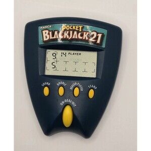 Vintage Radica 1999 Pocket Blackjack 21 Handheld Electronic Travel Game VGC